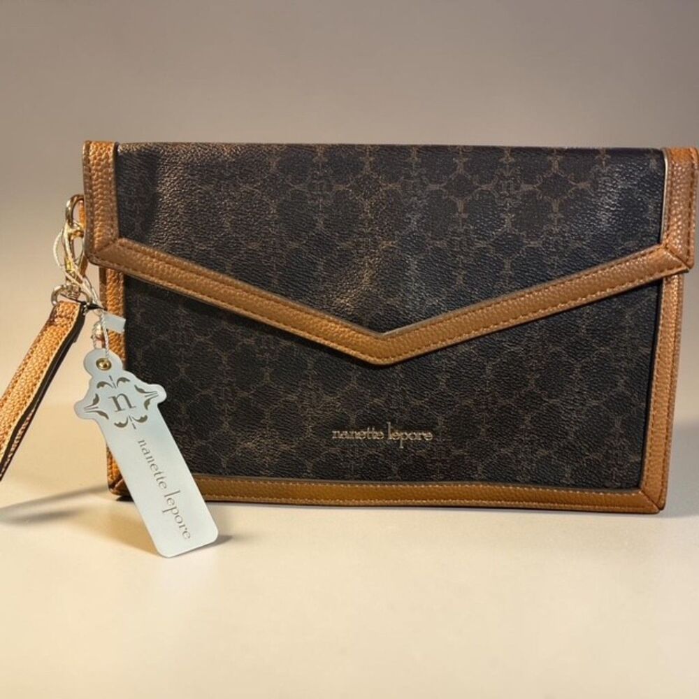 Nanette Lepore Signature Monogram Envelope Wristlet Clutch  NWT